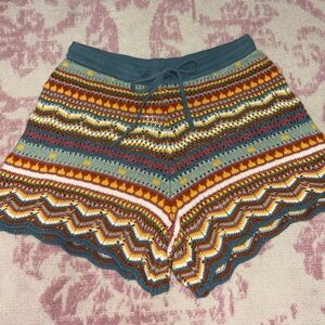 Ghanda Multicolor 100% Cotton Crochet High Waisted Beach Shorts Women’s S